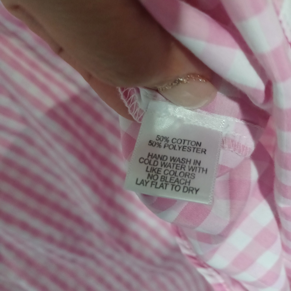 Classic Pink and White Gingham Button Down Shirt - Picture 5 of 5